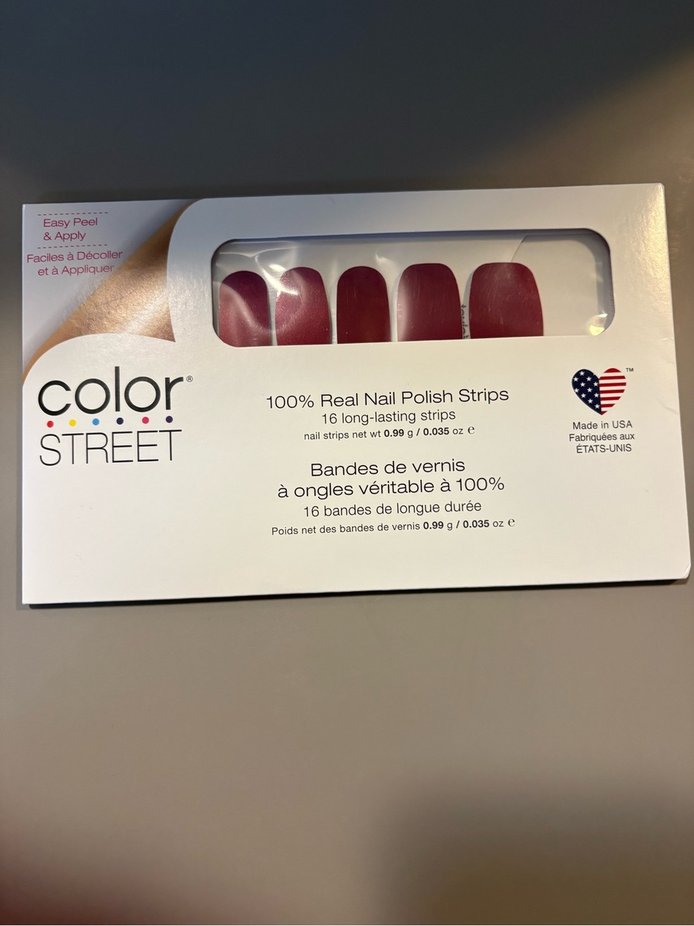 Color Street Deep Burgundy Peel & Apply Nail Strips